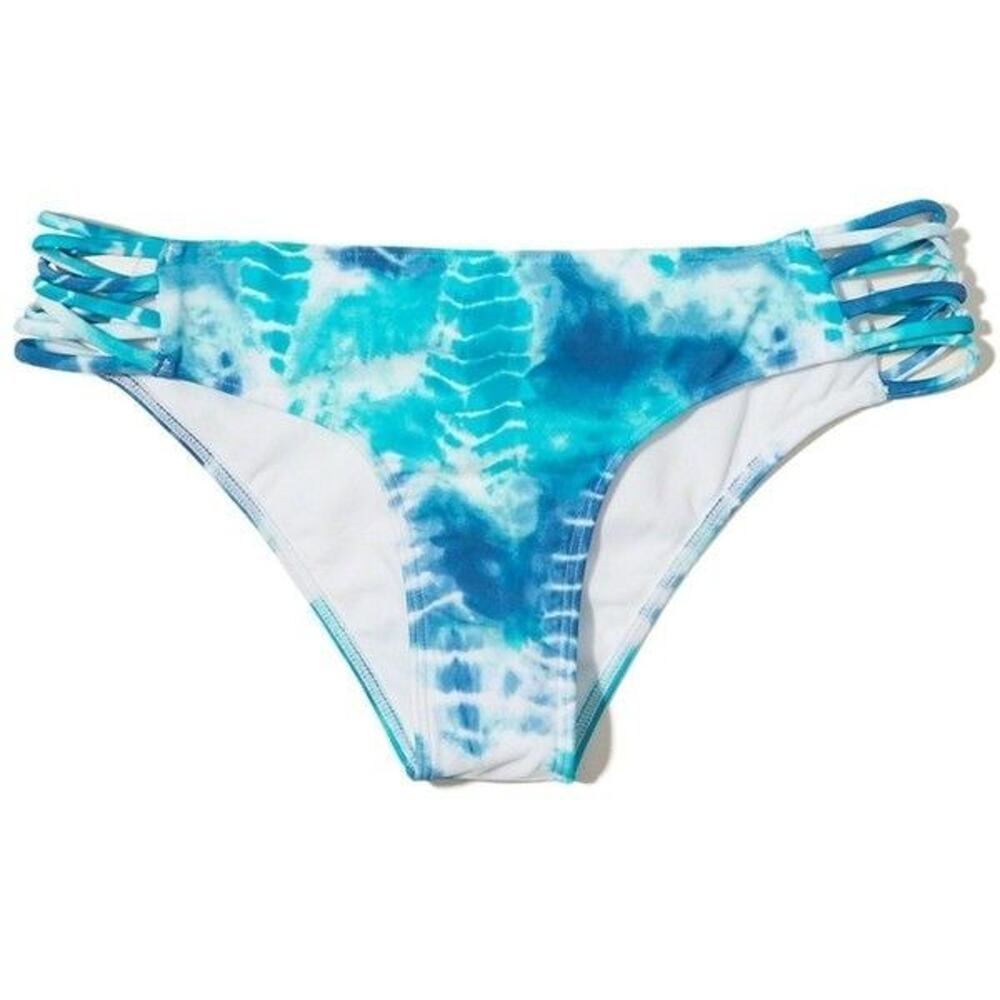 NWT Hollister Strappy Original Cheeky Bikini Bottom Womens S Blue White Tie Dye